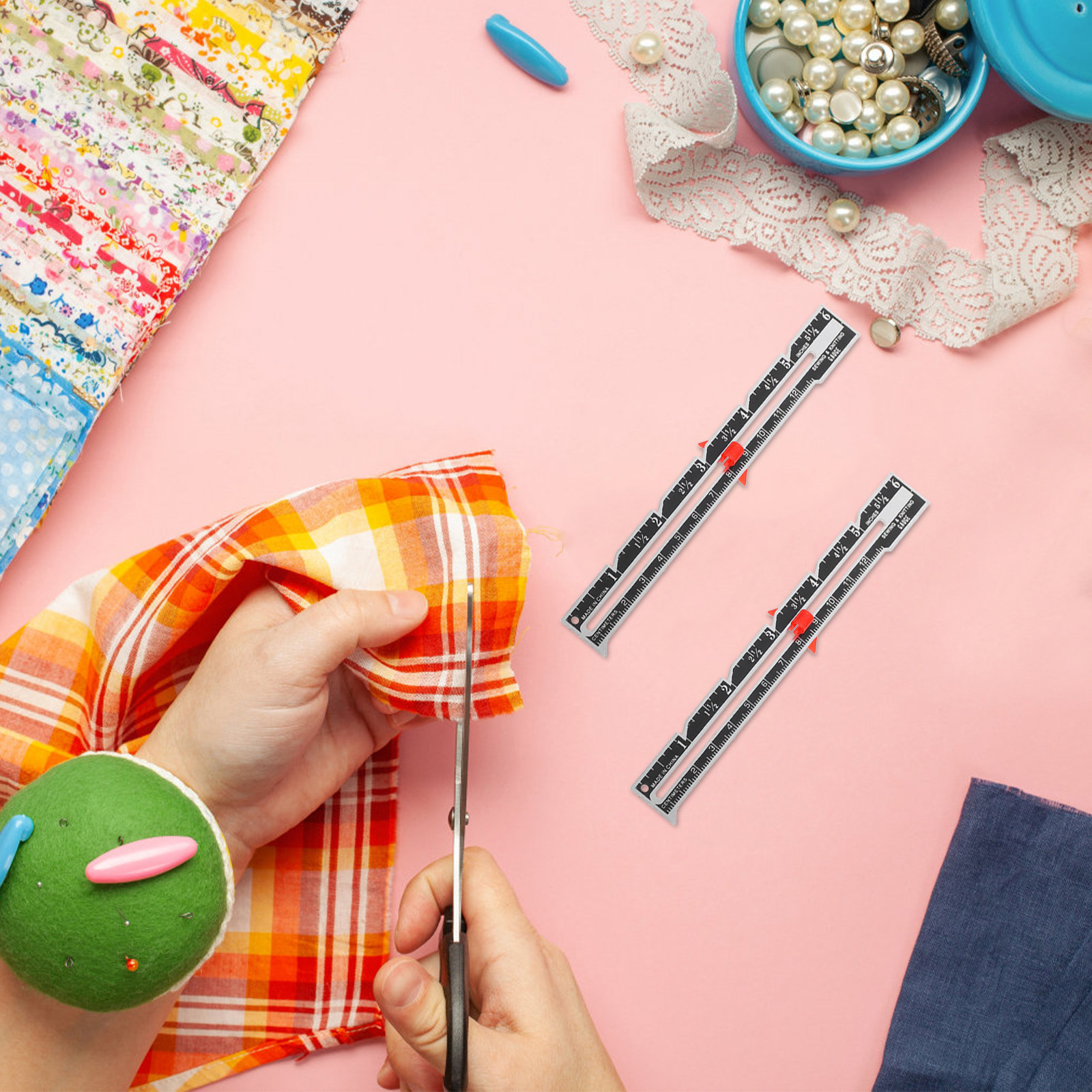 Sewing Hemming - 12Pcs Adjustable Seam Allowance Ruler Pack