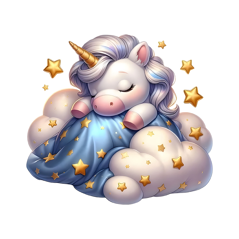 Iron On Patch - The unicorn sleeping on the clouds