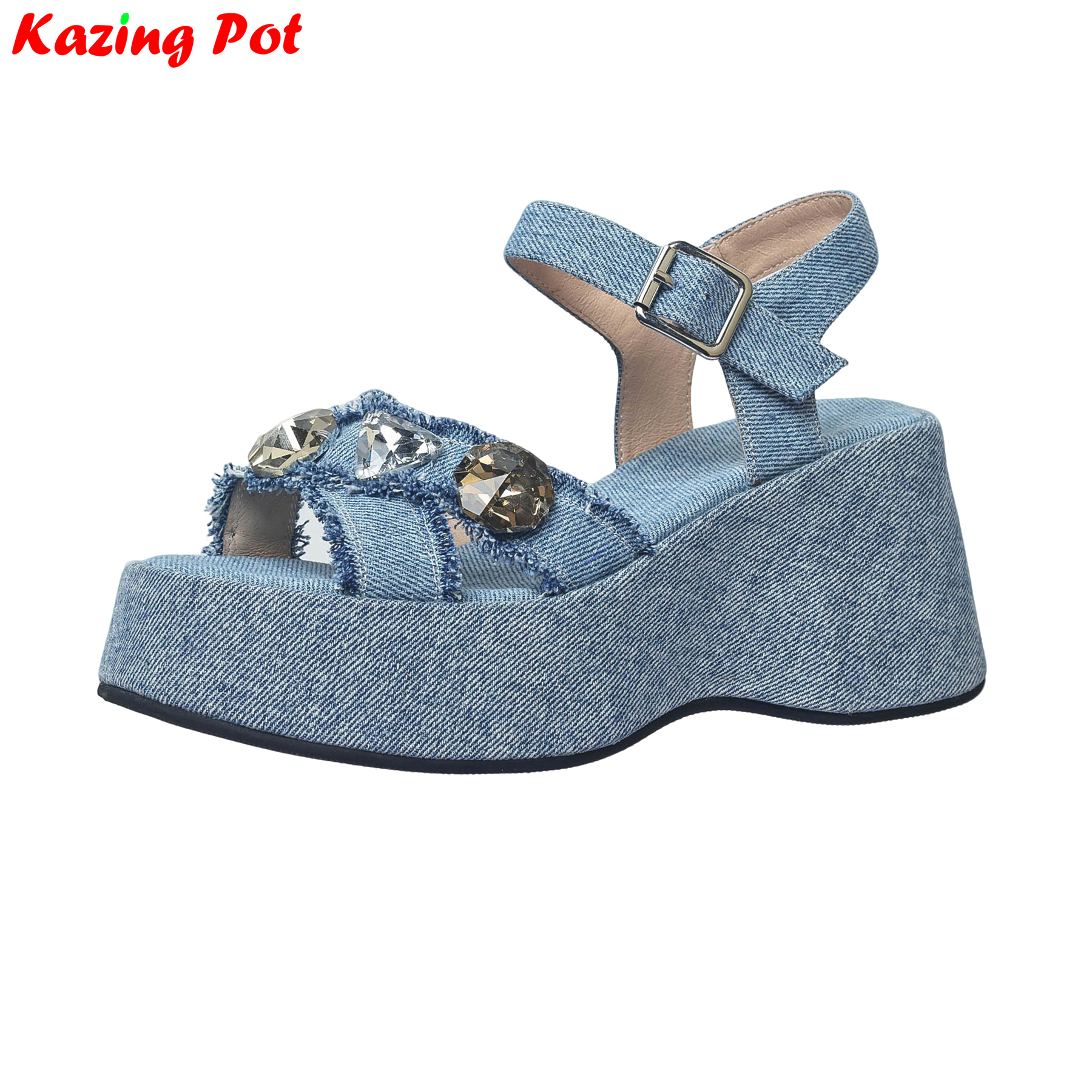 Sewing Fabric - Krazing Pot Denim Peep Toe Platform