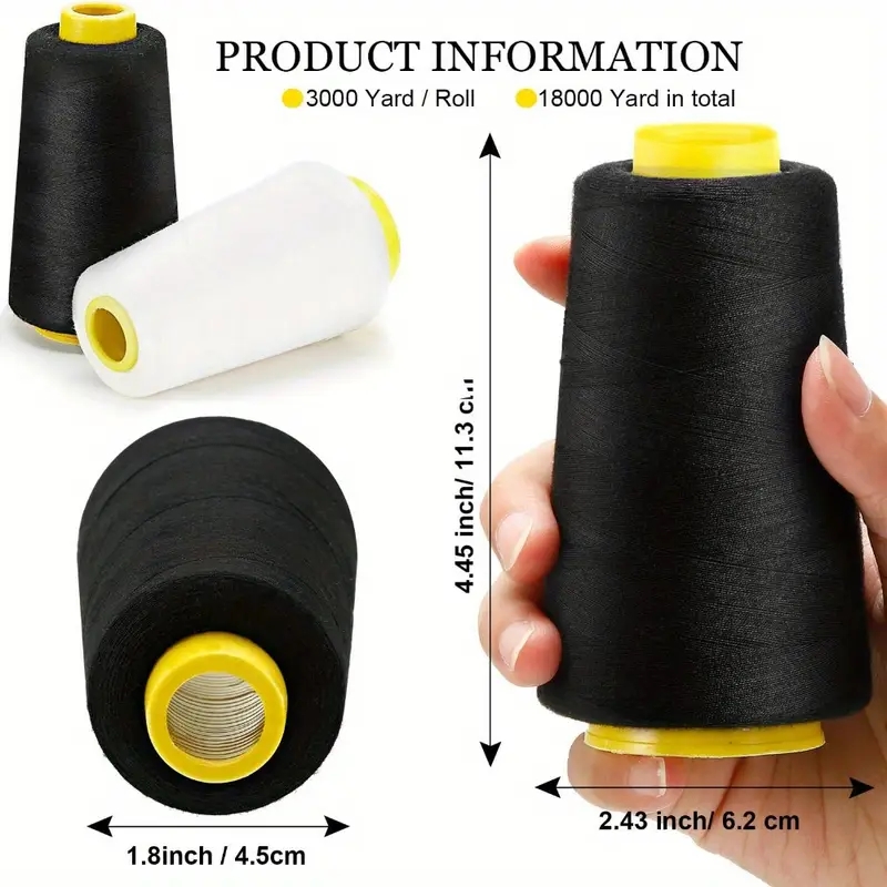3 Black + 3 White Overlock Thr - огляд і ціна Serger Thread Cone