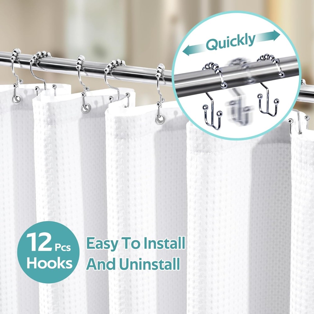 3 in 1 Waffle Shower Curtain S - огляд і ціна Fabric Weight Set