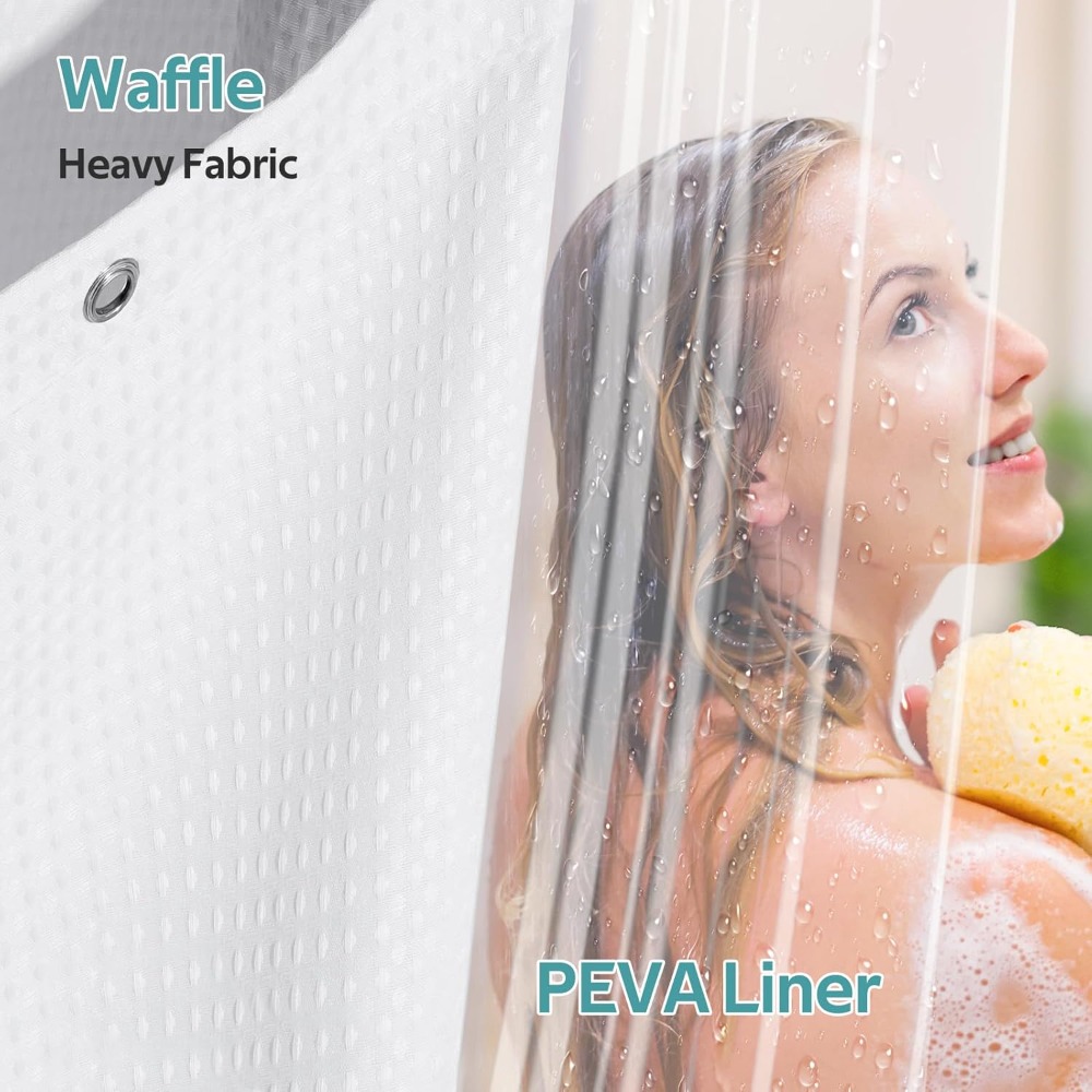 3 in 1 Waffle Shower Curtain S - огляд і ціна Fabric Weight Set