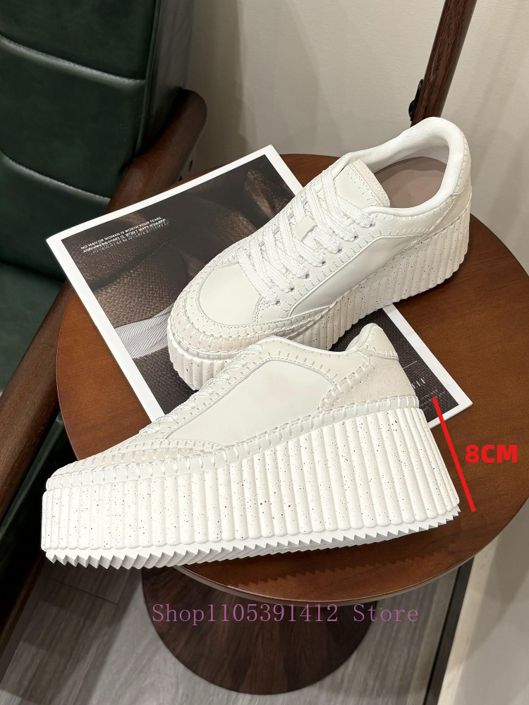 New Thick-Sole 8CM White Shoes - огляд і ціна Sewing Fabric