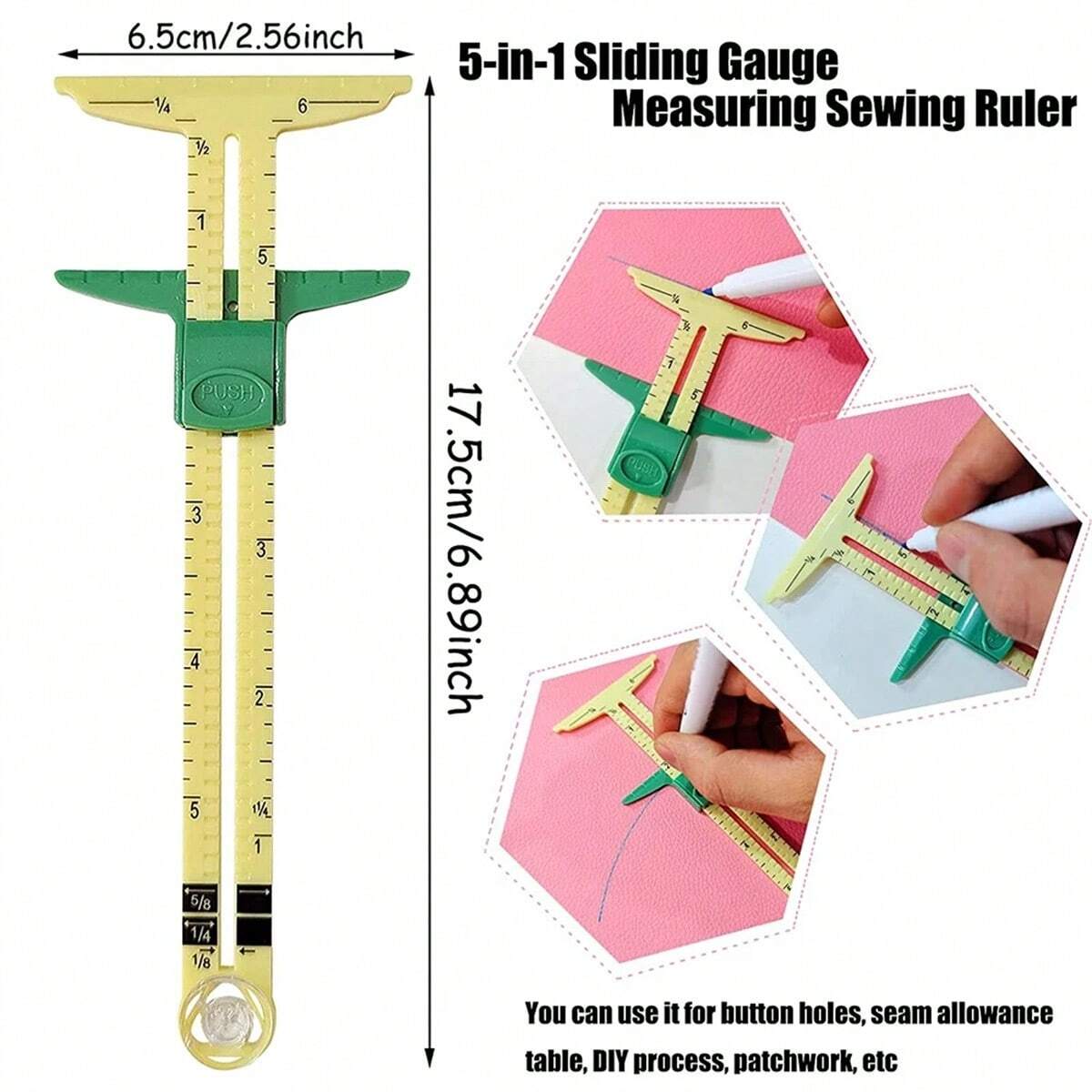 1pc Inch Ruler Scale 5-IN-1 Se - огляд і ціна Sewing Gauge Ruler