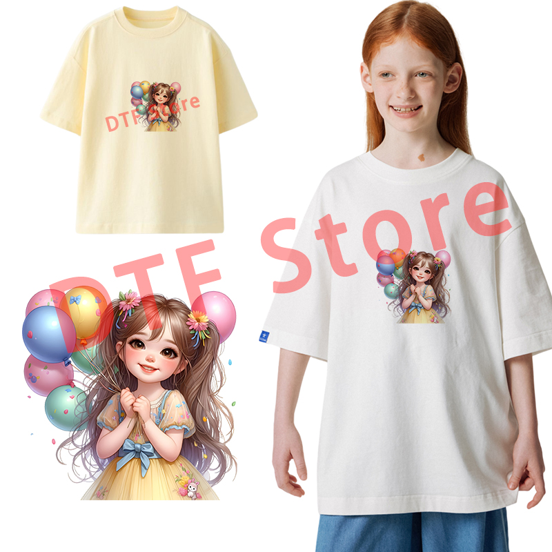 Cute balloon girl DTF heat tra - огляд і ціна Iron On Patch